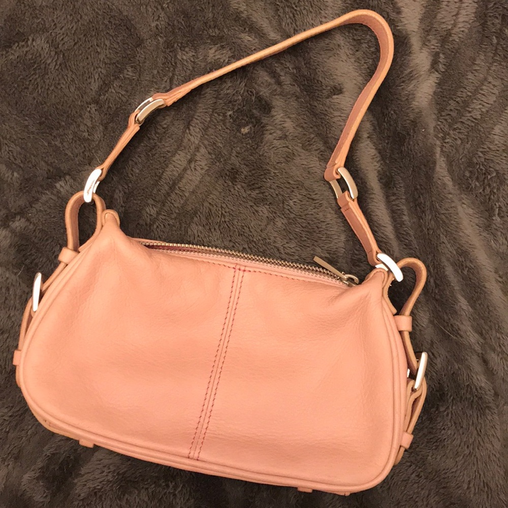 mini baby pink faux leather purse